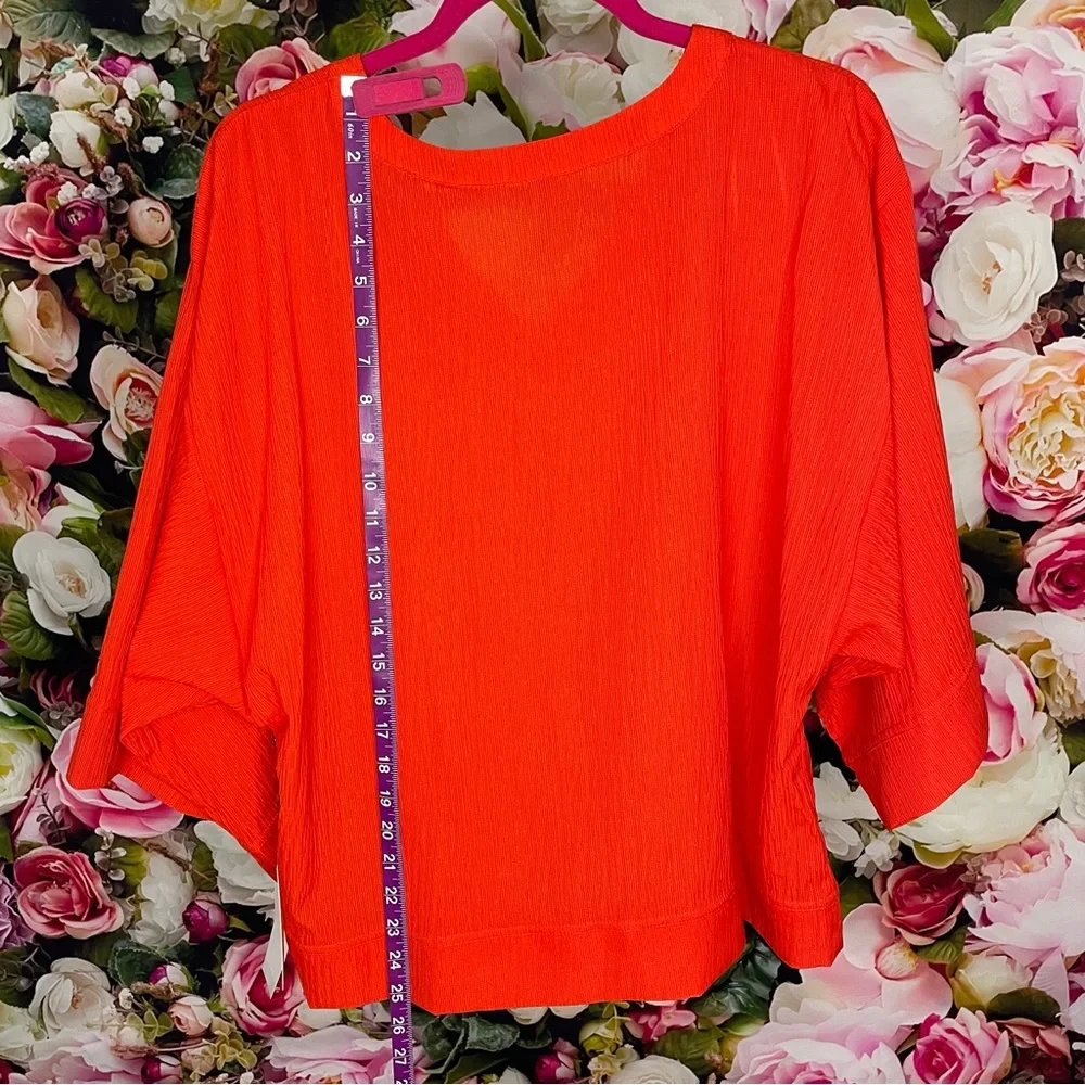 Gibson Latimer Coral Crepe Wide Sleeve Top Size M - Picture 5 of 8